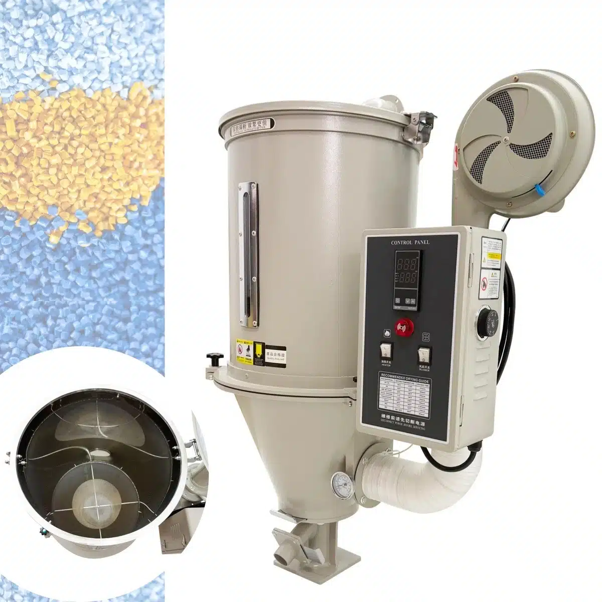 Injection molding material drying