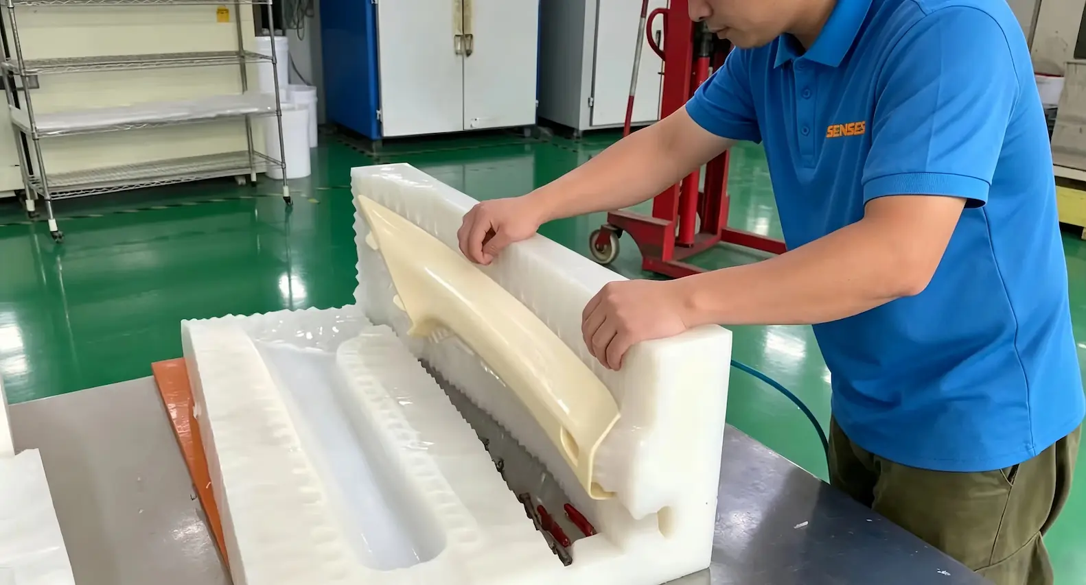 Vacuum casting process using silicone molds and polyurethane resin
