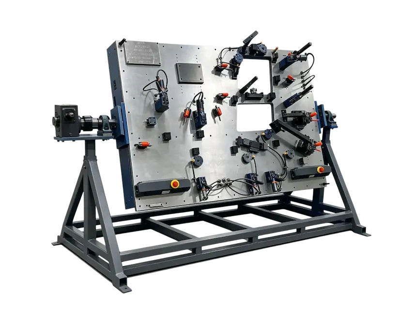 Rollover welding fixture for positioning and rotating welded assemblies